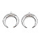 304 Stainless Steel Pendants, with Crystal Rhinestone, Double Horn/Crescent Moon, Stainless Steel Color, 26x25x3.5mm, Hole: 1.2mm