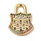 Brass Micro Pave Cubic Zirconia Glass
 Pendants, Real 18K Gold Plated, Lock, Colorful, 23x17.5x2.3mm, Hole: 5.5x4mm