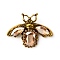 Rhinestone Bee Brooch Pin, Antique Golden Alloy Animal Badge for Backpack Clothes, Light Peach, 35x47x6.5mm