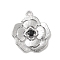 Brass Glass Pendants, Flower, Real Platinum Plated, Black, 20x17.5x3mm, Hole: 1.6mm