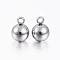 Tarnish Resistant 201 Stainless Steel Round Ball Charms, Stainless Steel Color, 11x8mm, Hole: 2mm