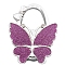 Glitter Butterfly Zinc Alloy Crystal Rhinestone Bag Hanger, Foldable Purse Hooks with Leather, Old Lace, 70x49x10mm