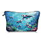 Polyester Cosmetic Bags, Ladies' Large Capacity Travel Storage Bags, Rectangle, Blue, Turtle, 180~210x135mm