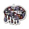 Halloween Theme Printed Acrylic Pendants, Lip, 33.5x37.5x1.5mm, Hole: 1.5mm