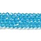 Transparent Electroplate Glass Beads Strands, AB Color Plated, Faceted, Bicone, Deep Sky Blue, 3.5~3.8x3mm, Hole: 0.8mm, about 113~115pcs/strand, 14.17~14.37 inch(36~36.5cm)