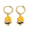 Bell Brass & Enamel Hoop Earrings for Women, Lead Free & Cadmium Free, Real 18K Gold Plated, Yellow, 30mm