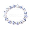 Handmade Flower Printed Porcelain Ceramic Beaded Stretch Bracelet BJEW-JB11063-3