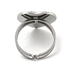304 Stainless Steel Open Cuff Pad Ring Cabochon Settings RJEW-K245-90P-3