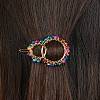 Alloy Hollow Geometric Natural Agate Beads Hair Barrettes PHAR-JH00059-01-4