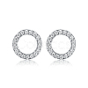 Anti-Tarnish Ring Rhodium Plated 925 Sterling Silver Stud Earrings PB1316-6-1