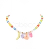 Acrylic Charm Necklace with Round Beaded Chains for Women NJEW-JN04165-3