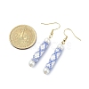 Glass Pearl & Seed Column Dangle Earrings EJEW-MZ00059-01-4