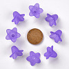 Purple Frosted Transparent Acrylic Flower Beads X-PLF018-15-3
