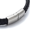 Men's Braided Black PU Leather Cord Bracelets BJEW-K243-67AS-3