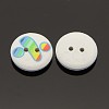2-Hole Flat Round Mathematical Operators Printed Wooden Sewing Buttons BUTT-M002-13mm-01-2