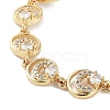 Rack Plating Brass Pave Clear Cubic Zirconia Flat Round Link Chain Bracelets for Women BJEW-R317-13G-2