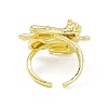 Rack Plating Brass Double Cat Open Cuff Ring for Women RJEW-I091-20G-3