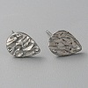 304 Stainless Steel Textured Geometry Stud Earring Findings with Hole STAS-WH0027-54J-2