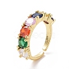 Colorful Cubic Zirconia Open Cuff Ring RJEW-I093-03LG-2