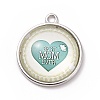 Mother's Day Theme Alloy Glass Pendants FIND-A014-02B-1