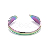 Ion Plating(IP) Rainbow Color 304 Stainless Steel Leaf Open Cuff Ring for Women RJEW-C025-25M-3