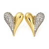 Rack Plating Heart Brass Micro Pave Clear Cubic Zirconia Stud Earrings KK-M021-03G-1