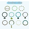 11Pcs 11 Style Alloy Enamel Clover & Cloth Flower Tassel Charm Stretch Bracelets Set BJEW-SW00101-7