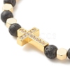 Cross Cubic Zirconia Beads Stretch Bracelet BJEW-JB07198-6