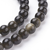 Natural Golden Sheen Obsidian Beads Strands G-C076-6mm-5-3