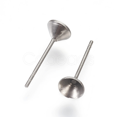 Non-Tarnish 304 Stainless Steel Post Stud Earring Settings STAS-E446-01D-P-1