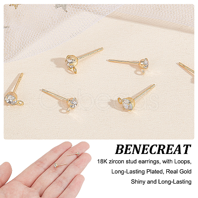 BENECREAT 80Pcs Brass Stud Earring Findings KK-BC0009-38-1