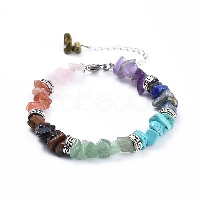 Chip Natural & Synthetic Mixed Stone Bracelets BJEW-JB04394-1