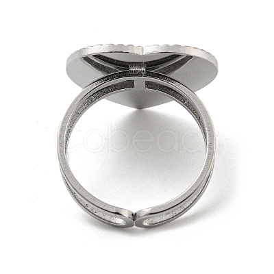 Non-Tarnish 304 Stainless Steel Open Cuff Pad Ring Cabochon Settings RJEW-K245-90P-1