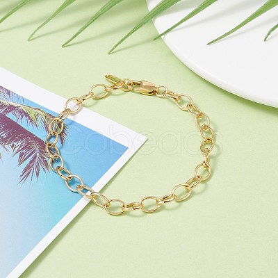 Brass Cable Chain Bracelet X-BJEW-JB07079-1