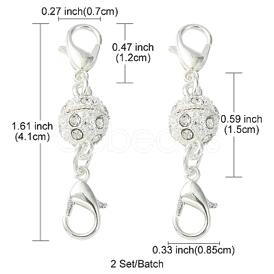 Alloy Crystal Rhinestone Magnetic Clasps ALRI-YW0001-11S-1