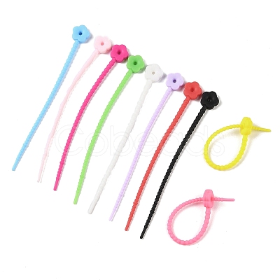 Flower Shape Silicone Cable Zip Ties AJEW-C034-01-1