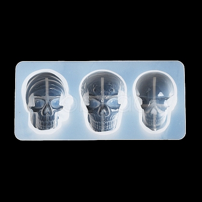 Halloween Theme Skull DIY Statue Silicone Molds DIY-P078-01A-1