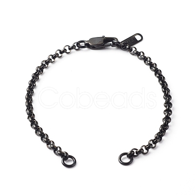 Handmade 304 Stainless Steel Rolo Chain Bracelets Making Accessories AJEW-JB01026-02-1