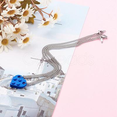 Resin Building Blocks Pendant Necklaces Sets NJEW-JN03442-01-1