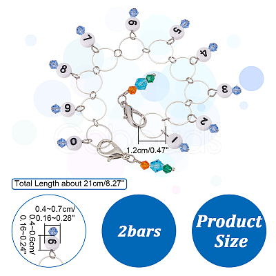 Bicone Glass & Acrylic Number Beaded Knitting Row Counter Chains HJEW-PH01816-1