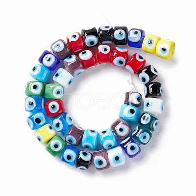 Handmade Evil Eye Lampwork Beads Strands X-LAMP-F024-01B-04-1