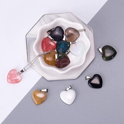 Heart Natural Gemstone Pendant Sets G-PH0026-05-1