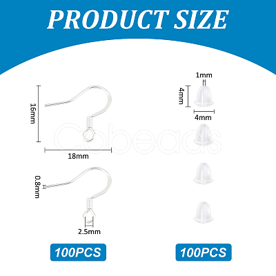 Unicraftale 100Pcs 304 Stainless Steel Earring Hooks STAS-UN0055-13-1