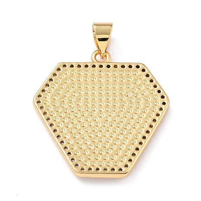 Brass Micro Pave Clear Cubic Zirconia Pendants ZIRC-L100-053G-1