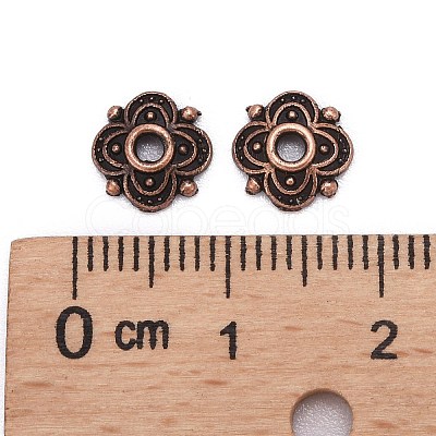 4-Petal Tibetan Style Alloy Flower Bead Caps TIBE-S222-R-NR-1