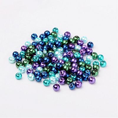 Ocean Mix Pearlized Glass Pearl Beads HY-X006-6mm-11-1