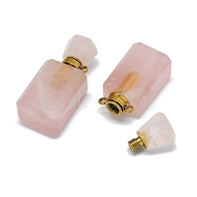 Natural Rose Quartz Perfume Bottle Pendants G-A026-10-01-1