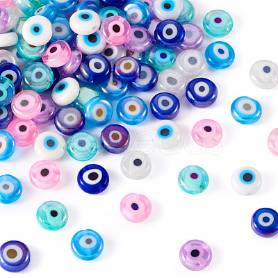 Pandahall 175Pcs 7 Colors Handmade Evil Eye Lampwork Beads EGLA-TA0001-32-1