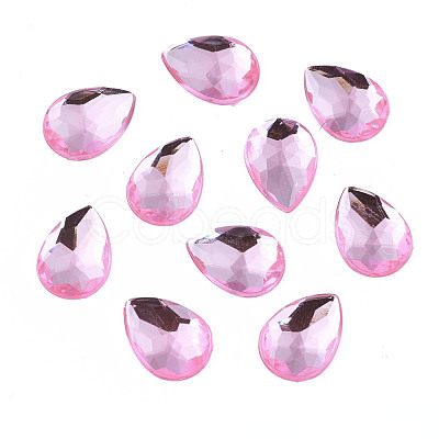 Acrylic Rhinestone Flat Back Cabochons X-GACR-Q010-10x14-04-1