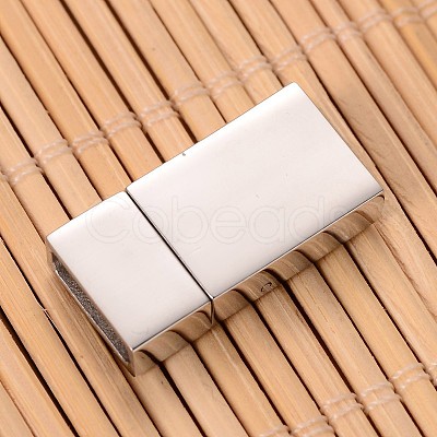 Tarnish Resistant Mixed Smooth & Matte 304 Stainless Steel Rectangle Magnetic Clasps STAS-I045-04-1